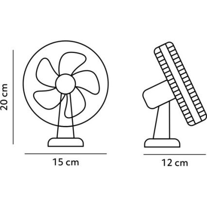 Oplaadbare tafelventilator met klem VIENTO 6W/5V 2000 mAh zwart