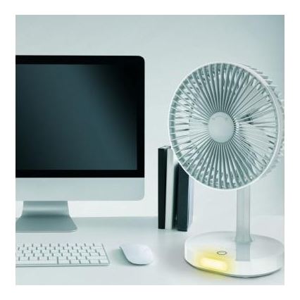 Oplaadbare tafelventilator met geïntegreerde LED-lamp 3000mA/3,7V USB-C