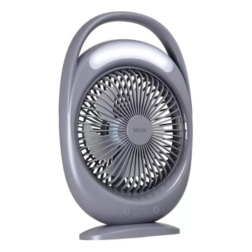 Oplaadbare tafelventilator met LED-verlichting LED/2,8W/5V USB 2400 mAh grijs