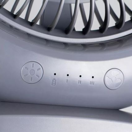 Oplaadbare tafelventilator met LED-verlichting LED/2,8W/5V USB 2400 mAh grijs