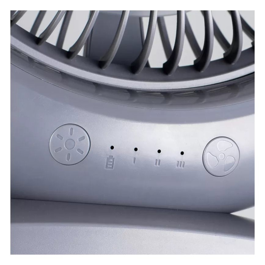 Oplaadbare tafelventilator met LED-verlichting LED/2,8W/5V USB 2400 mAh grijs