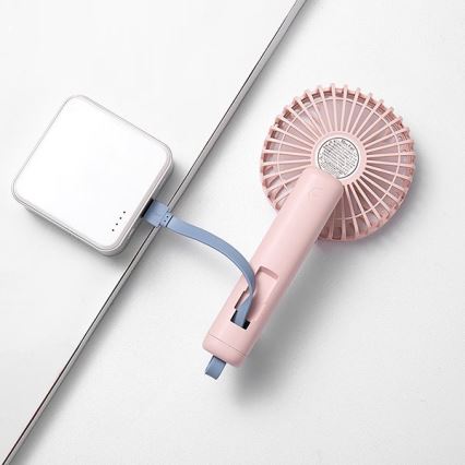 Oplaadbare zakventilator 5W/5V 1200 mAh roze