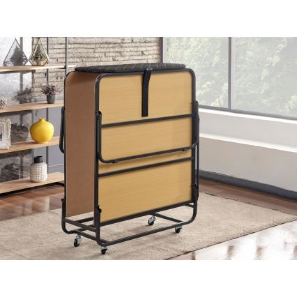 Opvouwbaar metalen eenpersoonsbed HERON inclusief matras, 90 x 204 cm, wit