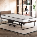 Opvouwbaar metalen eenpersoonsbed HERON met matras 80 x 190 cm, wit, draagvermogen 120 kg