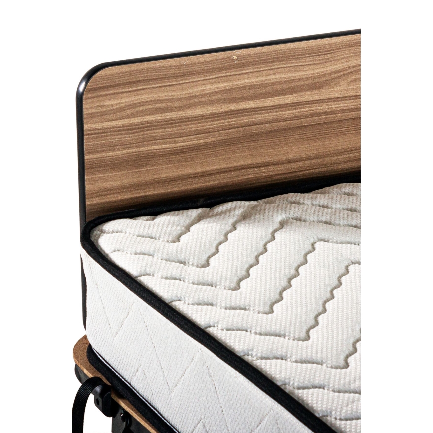 Opvouwbaar metalen eenpersoonsbed HERON met matras 80 x 190 cm, wit, draagvermogen 120 kg