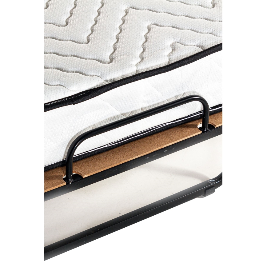 Opvouwbaar metalen eenpersoonsbed HERON met matras 80 x 190 cm, wit, draagvermogen 120 kg