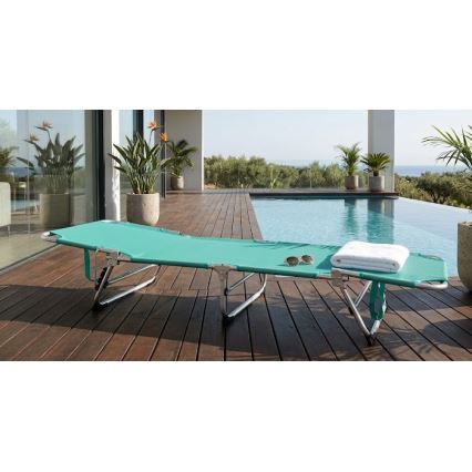 Opvouwbaar verstelbaar ligbed SUNO 56x190 cm turkoois