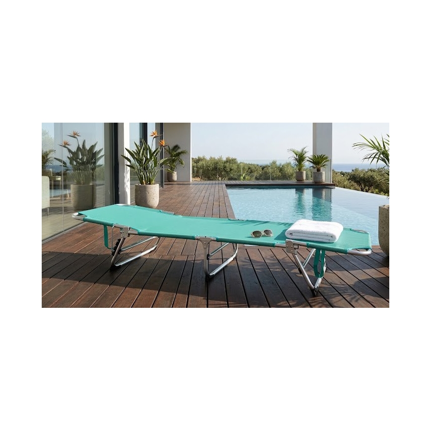 Opvouwbaar verstelbaar ligbed SUNO 56x190 cm turkoois