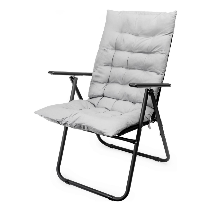 Opvouwbare campingstoel met matras zwart/grijs