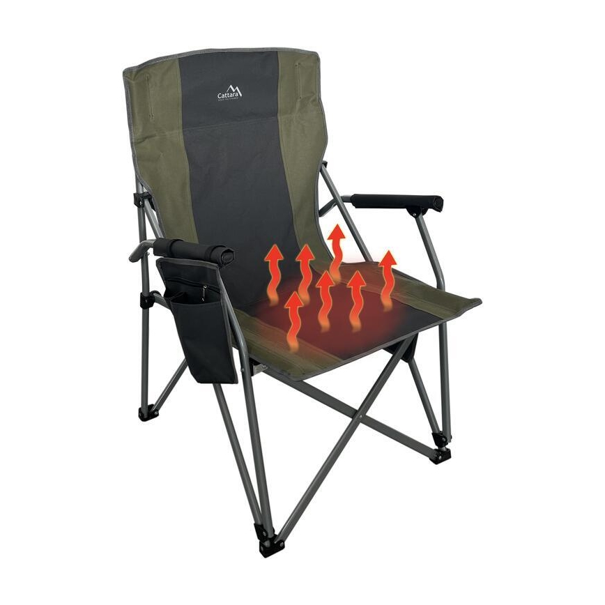 Opvouwbare campingstoel met verwarmingsfunctie 11/5V groen/grijs