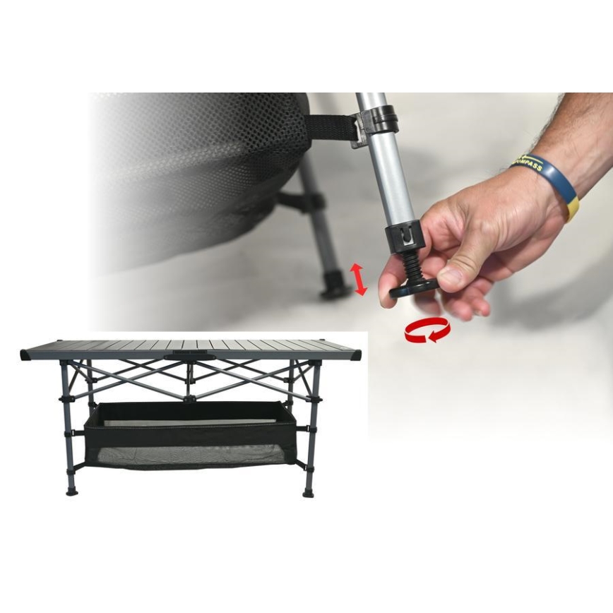 Opvouwbare kampeertafel 123x55cm antraciet