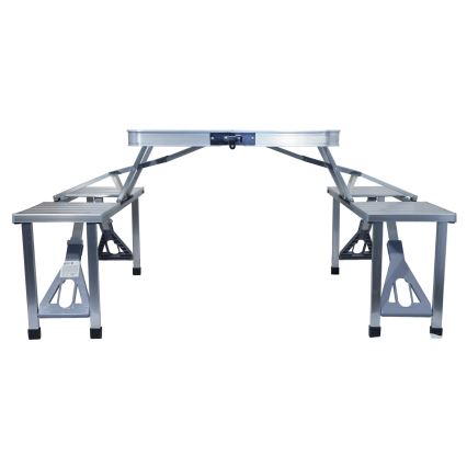 Opvouwbare kampeertafel met stoelen wit/mat chroom