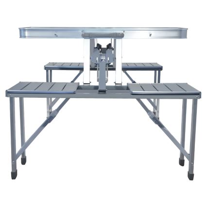 Opvouwbare kampeertafel met stoelen wit/mat chroom
