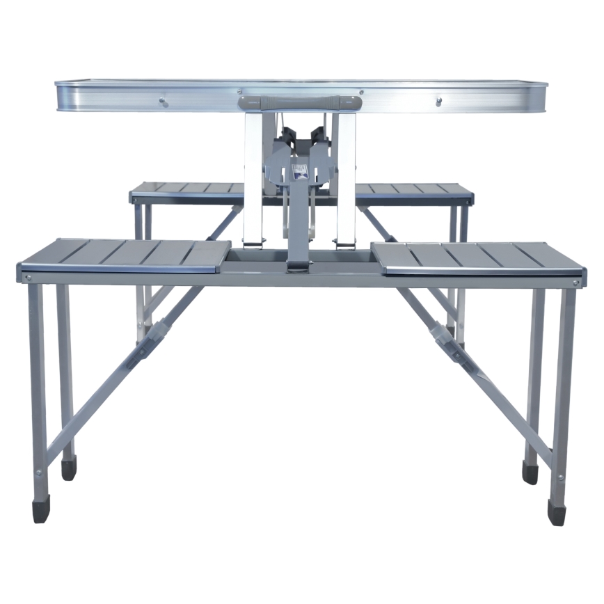 Opvouwbare kampeertafel met stoelen wit/mat chroom