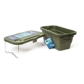 Opvouwbare picknickmand voor op de camping met een deksel 2in1 groen