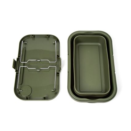 Opvouwbare picknickmand voor op de camping met een deksel 2in1 groen
