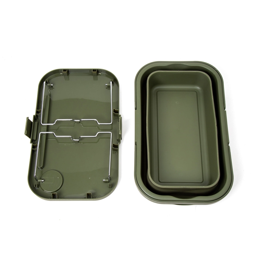 Opvouwbare picknickmand voor op de camping met een deksel 2in1 groen