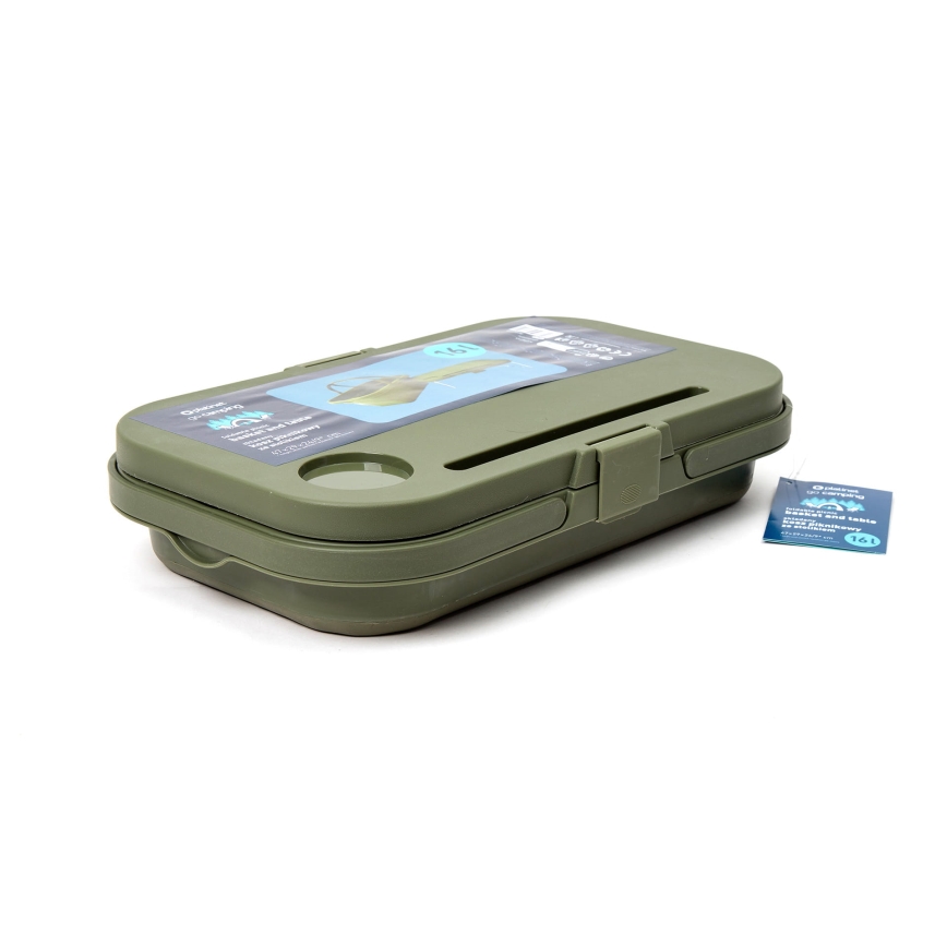 Opvouwbare picknickmand voor op de camping met een deksel 2in1 groen
