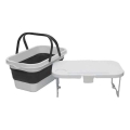 Opvouwbare picknickmand voor op de camping met een deksel 2in1 wit/grijs