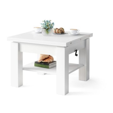Opvouwbare salon-/eettafel met hefdak CALEB wit