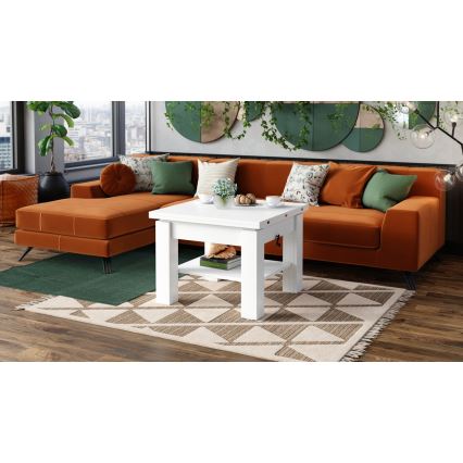 Opvouwbare salon-/eettafel met hefdak CALEB wit
