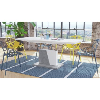Opvouwbare salon-/eettafel met hefdak NINO wit/grijs beton