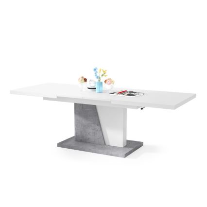 Opvouwbare salon-/eettafel met hefdak NINO wit/grijs beton