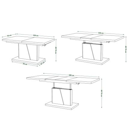 Opvouwbare salon-/eettafel met hefdak NINO wit/grijs beton