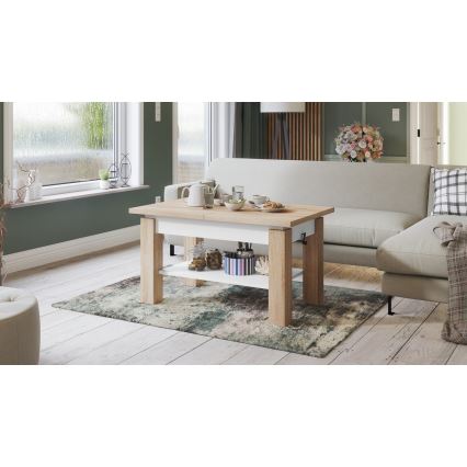 Opvouwbare salontafel met een plank ADONIS eiken sonoma/wit