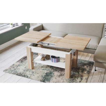 Opvouwbare salontafel met een plank ADONIS eiken sonoma/wit