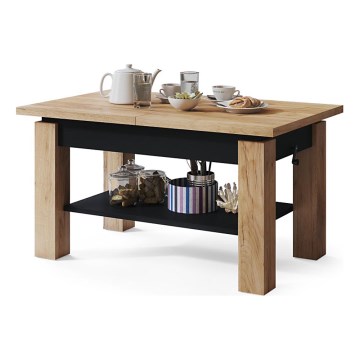 Opvouwbare salontafel met een plank ADONIS eiken/zwart