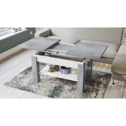 Opvouwbare salontafel met een plank ADONIS grijs/wit
