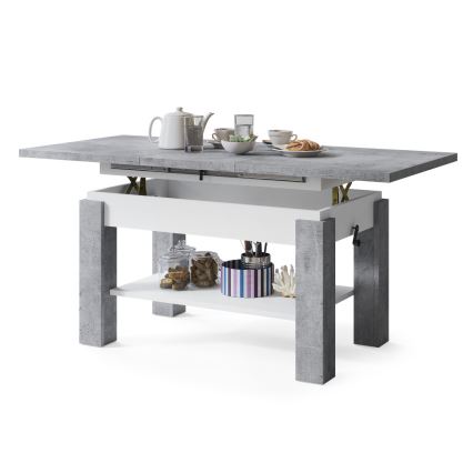 Opvouwbare salontafel met een plank ADONIS grijs/wit