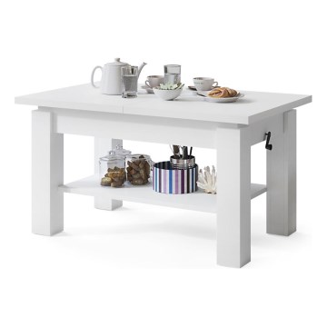 Opvouwbare salontafel met een plank ADONIS wit