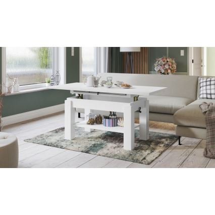 Opvouwbare salontafel met een plank ADONIS wit