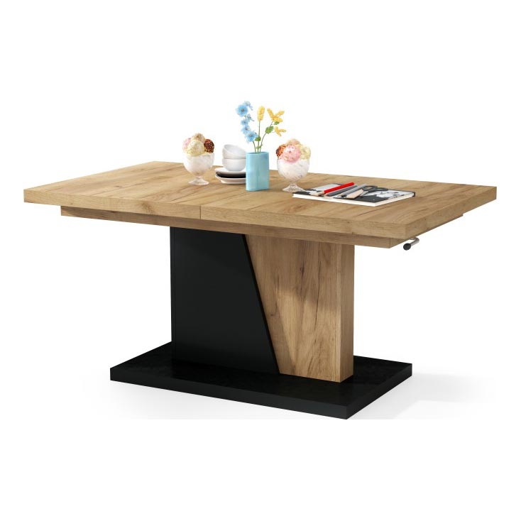 Opvouwbare salontafel met hefdak NINO eiken/zwart