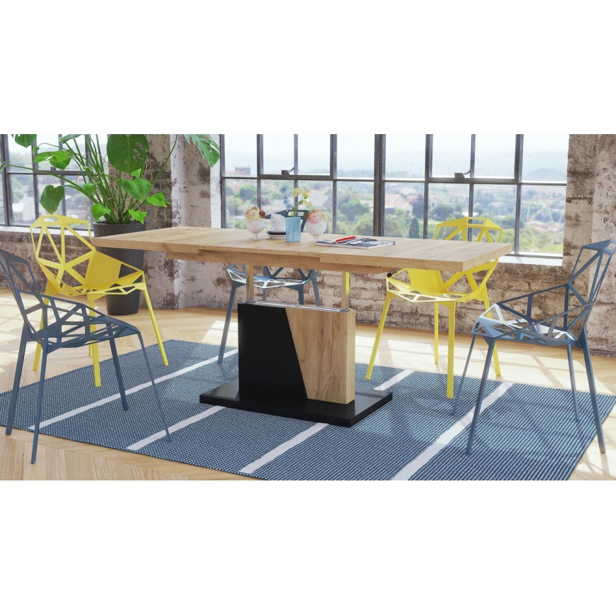 Opvouwbare salontafel met hefdak NINO eiken/zwart