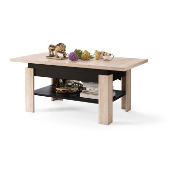 Opvouwbare salontafel met hefdak ROY eiken/zwart