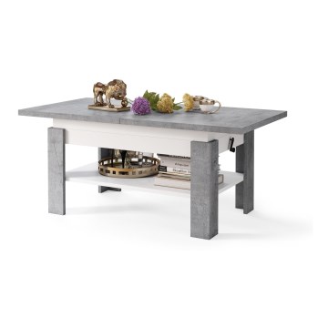 Opvouwbare salontafel met hefdak ROY grijs/wit