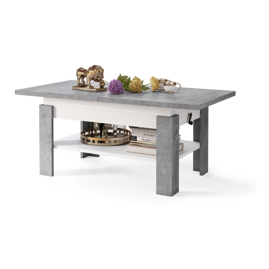 Opvouwbare salontafel met hefdak ROY grijs/wit