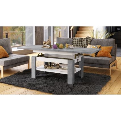 Opvouwbare salontafel met hefdak ROY grijs/wit