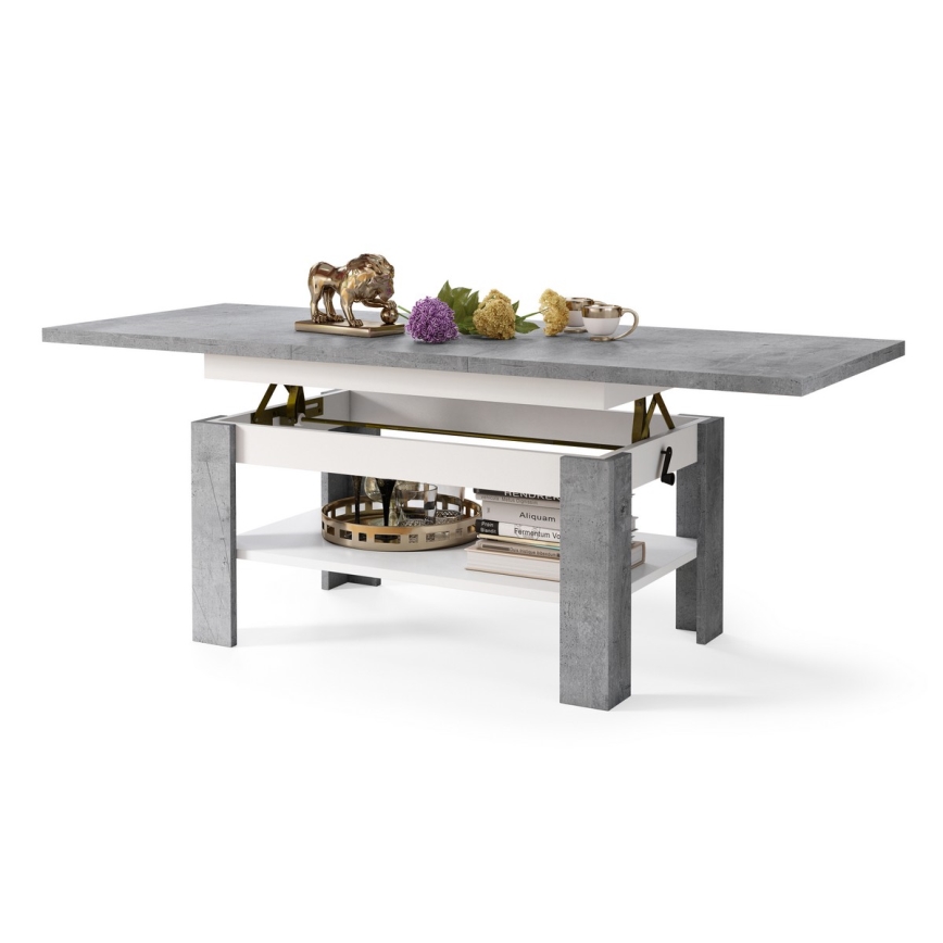 Opvouwbare salontafel met hefdak ROY grijs/wit