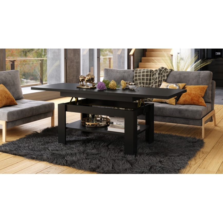 Opvouwbare salontafel met hefdak ROY zwart