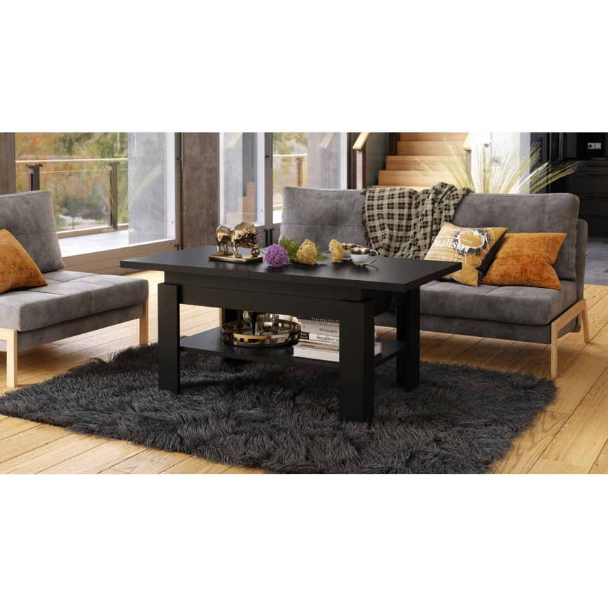 Opvouwbare salontafel met hefdak ROY zwart