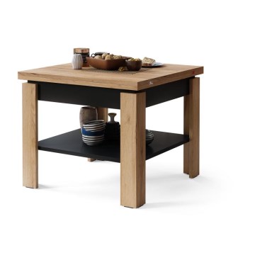 Opvouwbare salontafel met plank LIA eiken/zwart