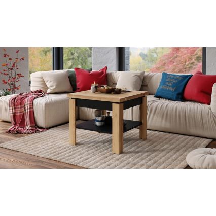 Opvouwbare salontafel met plank LIA eiken/zwart