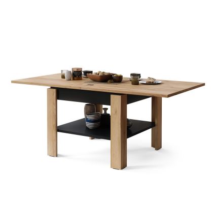 Opvouwbare salontafel met plank LIA eiken/zwart