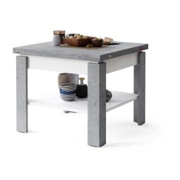 Opvouwbare salontafel met plank LIA grijs/wit