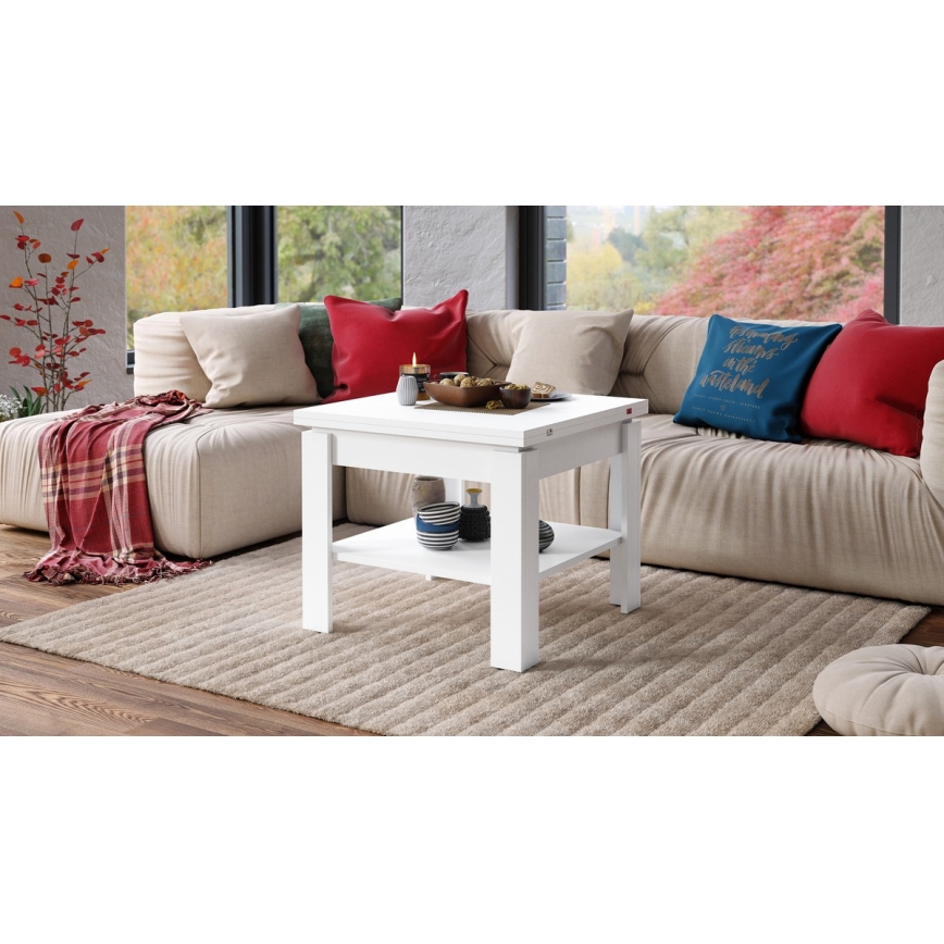 Opvouwbare salontafel met plank LIA wit