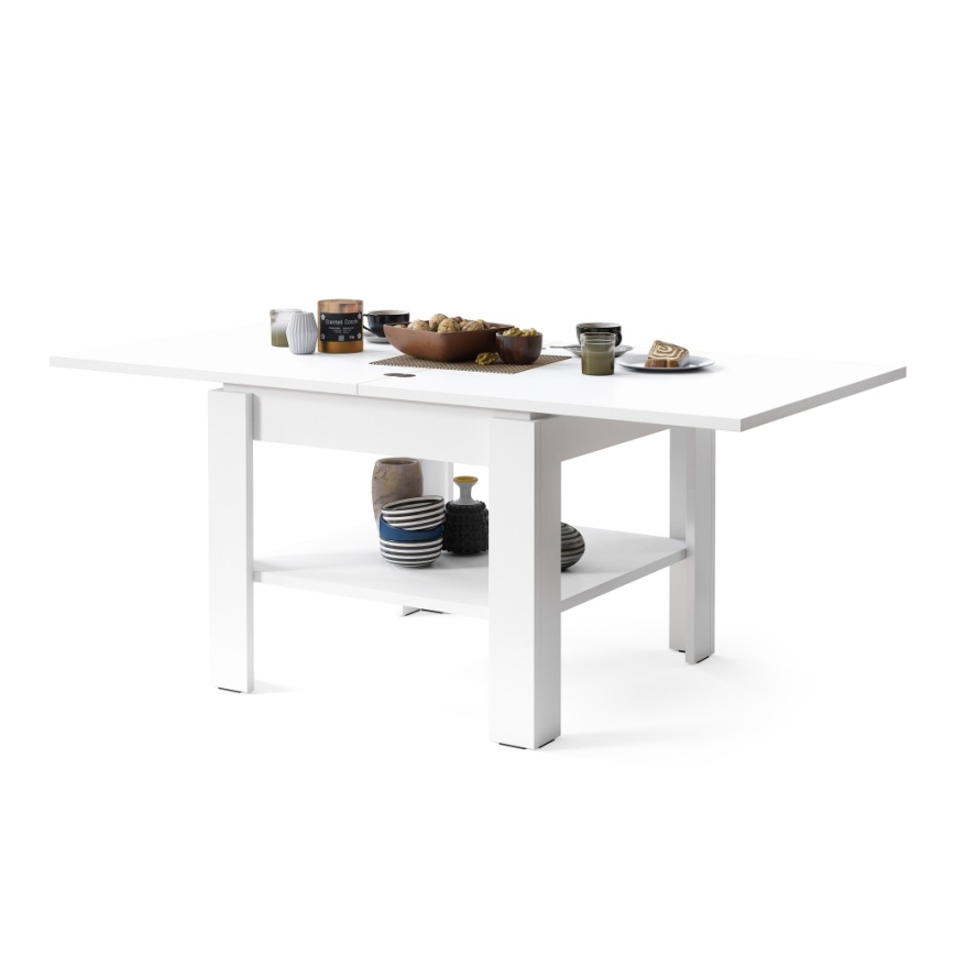 Opvouwbare salontafel met plank LIA wit